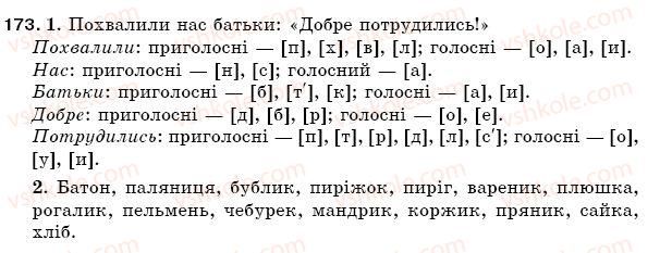 фото задание 173 - § 26. звуки мови. голосні і приголосні звуки - фонетика. орфоепія. графіка. орфографія