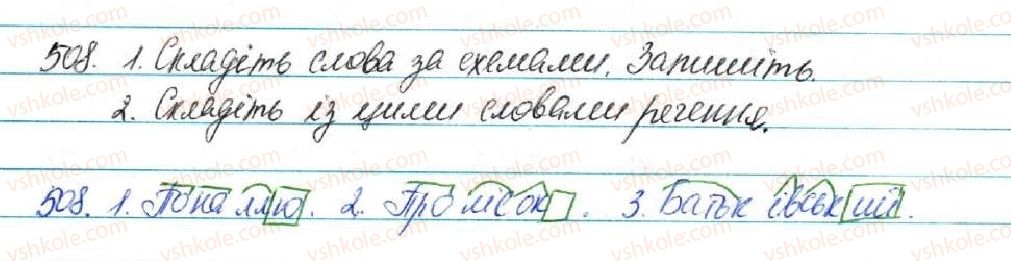 фото задание 508 - § 53. основа слова (корінь, суфікс, префікс) і закінчення - значущі частини слова. спільнокореневі слова - будова слова. орфографія