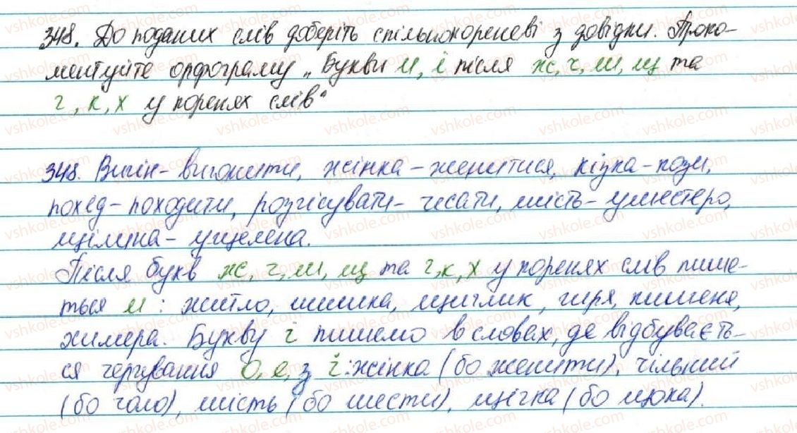 фото задание 348 - § 38. букви и, і після ж, ч, ш, щ та г, к, х у коренях слів - фонетика. графіка. орфоепія. орфографія