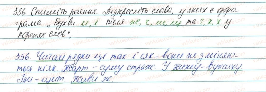 фото задание 356 - § 38. букви и, і після ж, ч, ш, щ та г, к, х у коренях слів - фонетика. графіка. орфоепія. орфографія