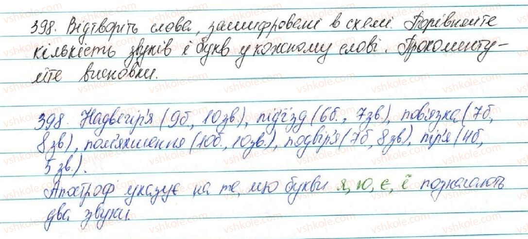 фото задание 398 - § 43. правила вживання апострофа - фонетика. графіка. орфоепія. орфографія