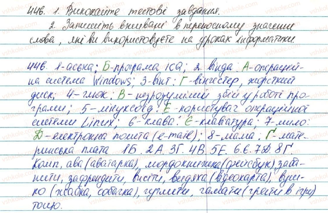 фото задание 446 - § 47. уживання багатозначних слів у прямому й переносному значенні. тлумачний і перекладний словники - лексикологія