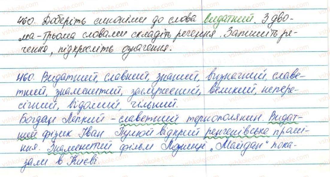 фото задание 460 - § 49. синоніми. ознайомлення зі словником синонімів - лексикологія
