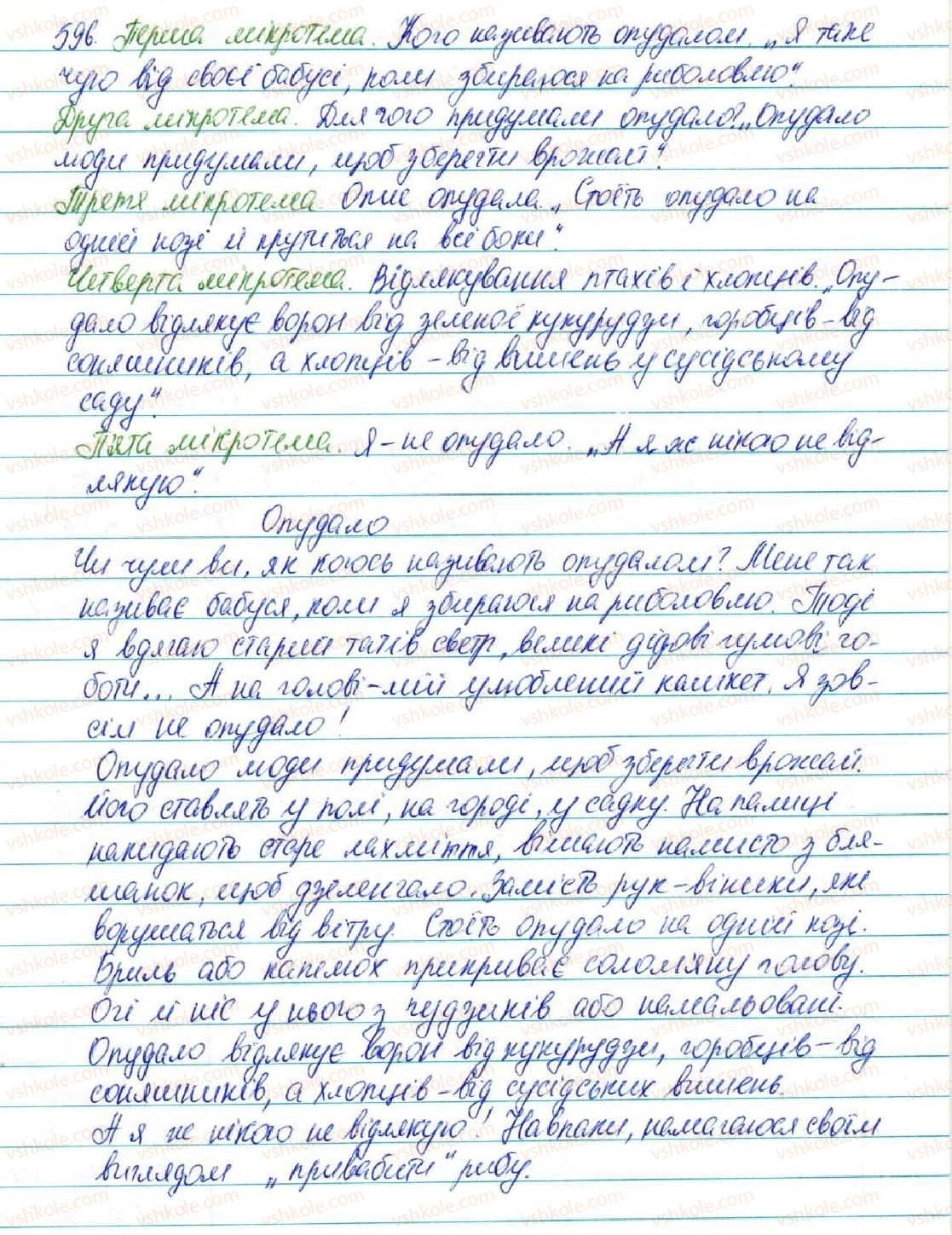 фото задание 596 - § 66. письмовий докладний переказ художнього тексту розповідного характеру з елементами опису предмета - зв'язна мова (мовлення)