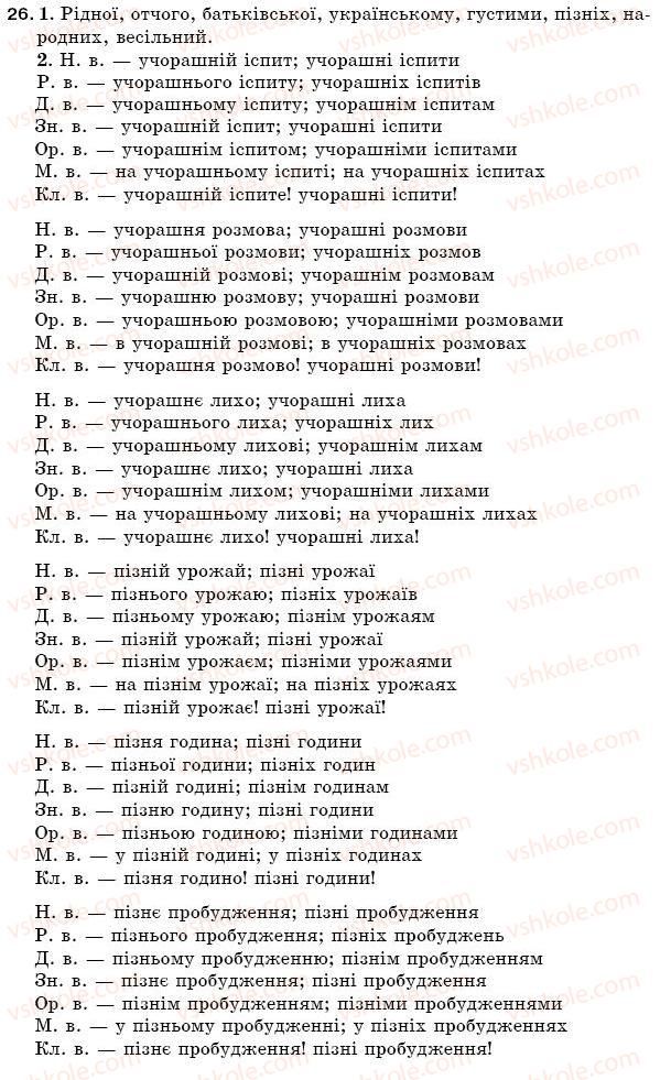 фото задание 26 - § 4. прикметник - повторення вивченого в початкових класах