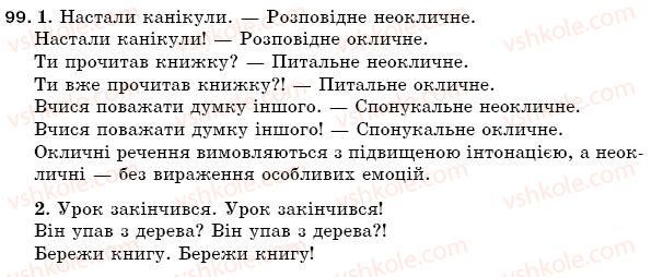 фото задание 99 - § 16. види речень за метою висловлювання. окличні рчення. розділові знаки в кінці речення - синтаксис. пунктуація
