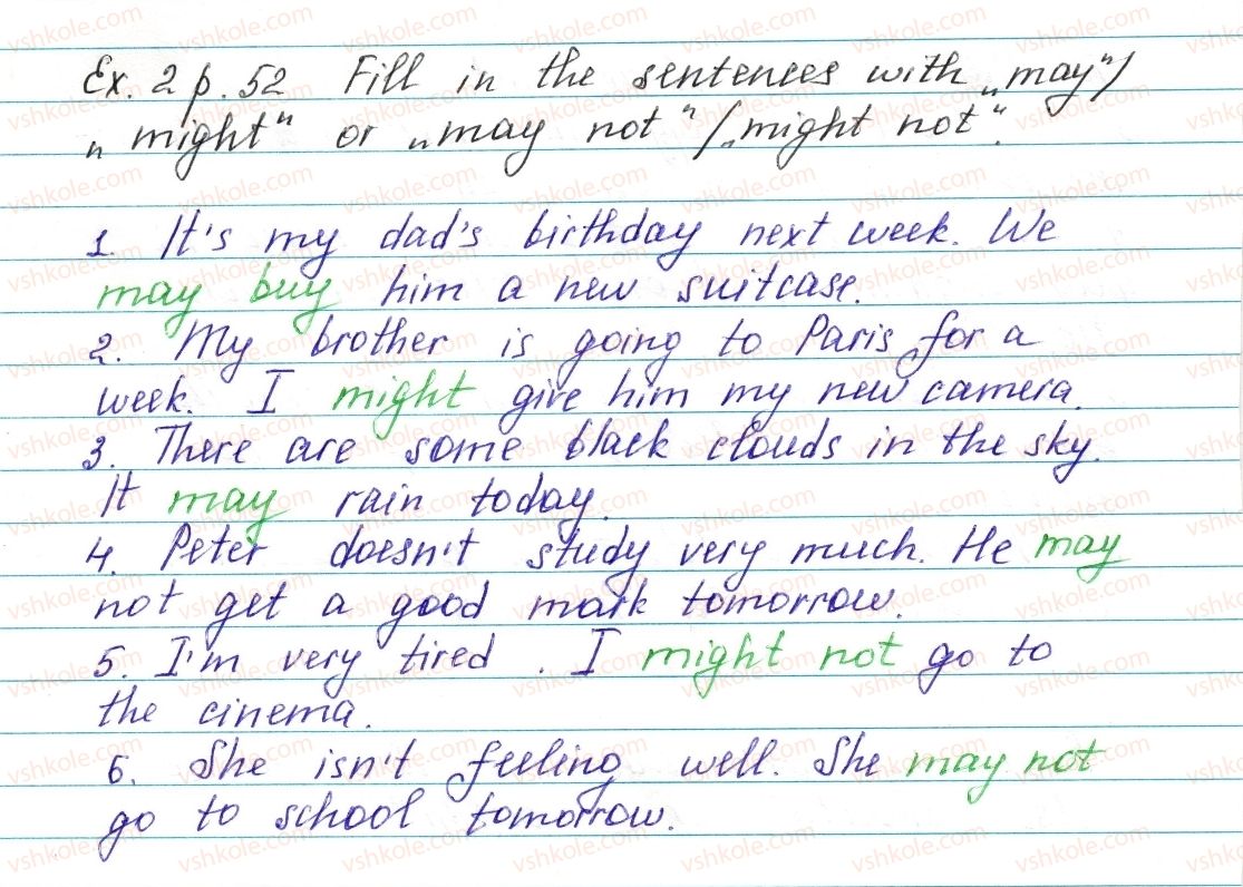 фото задание ex2p52 - lesson 1. my school days - unit 2. school is cool!