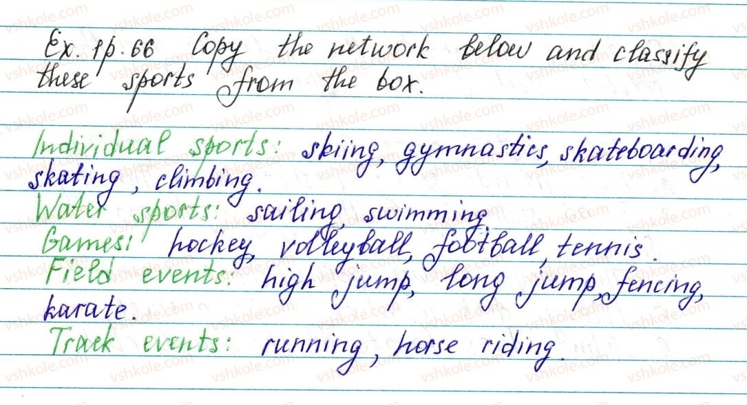 фото задание ex1p66 - lesson 2. my sports - unit 2. school is cool!
