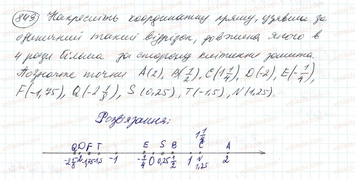 фото задание 849 - 30. координатна пряма - § 4. раціональні числа і дії з ними