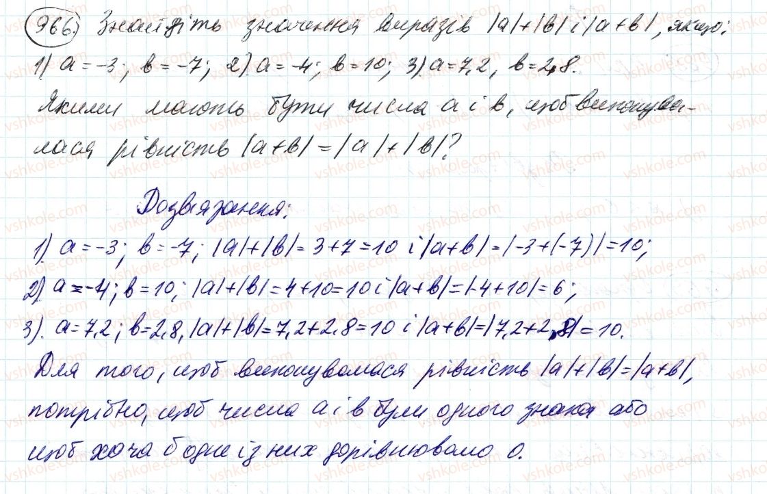 фото задание 966 - 34. додавання раціональних чисел - § 4. раціональні числа і дії з ними