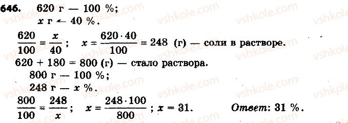 фото задание 646 - 21. процентное отношение двух чисел - § 3. отношения и пропорции