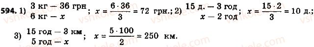 фото задание 594 - § 14. прямая и обратная пропорциональные зависимости - глава 3. отношения и пропорции