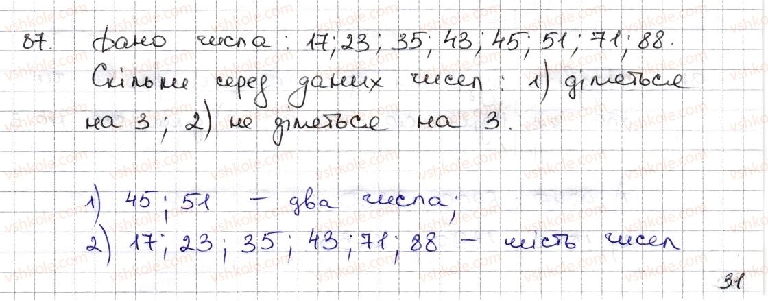фото задание 87 - § 3. ознаки подільності на 9, 8 - розділ 1. подільність натуральних чисел