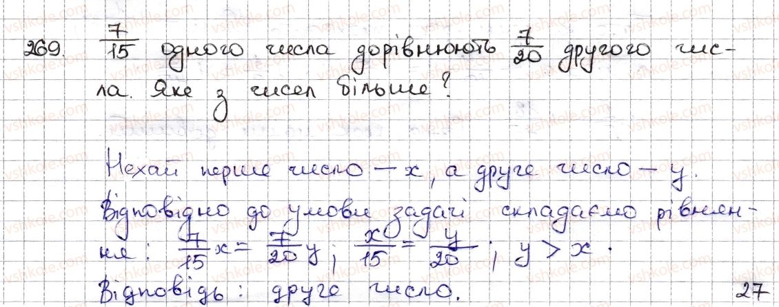 фото задание 269 - § 7. зведення дробів до спільного знаменника. порівняння дробів - розділ 2. звичайні дроби та дії з ними