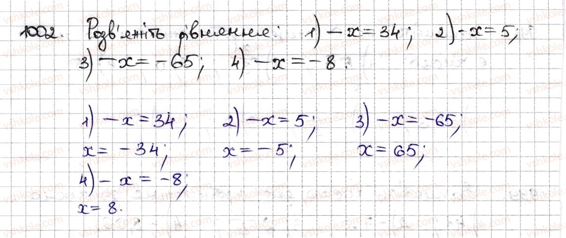 фото задание 1002 - § 23. модуль числа - розділ 4. раціональні числа та дії з ними