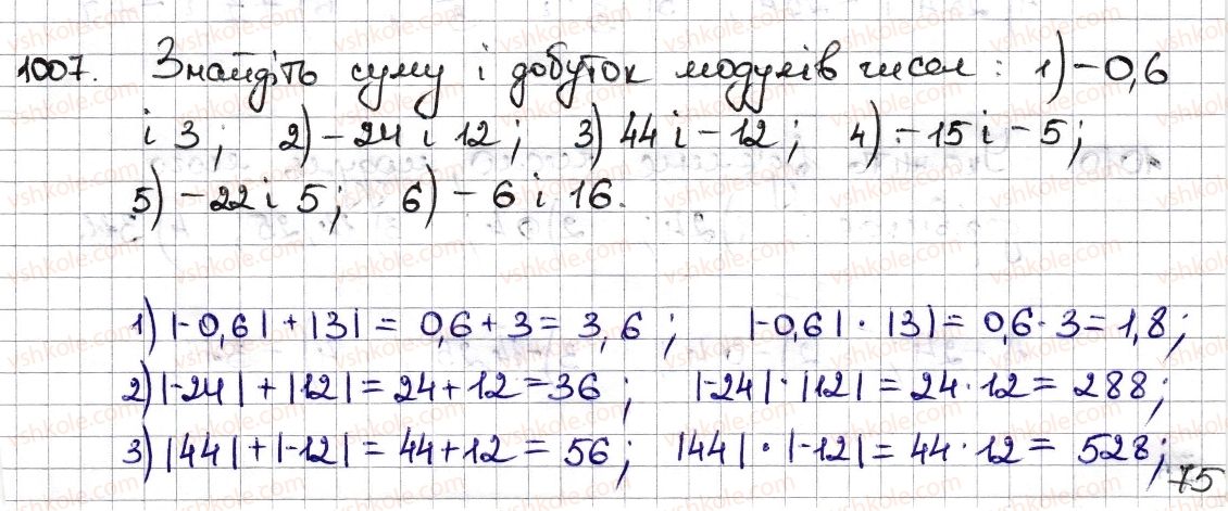фото задание 1007 - § 23. модуль числа - розділ 4. раціональні числа та дії з ними
