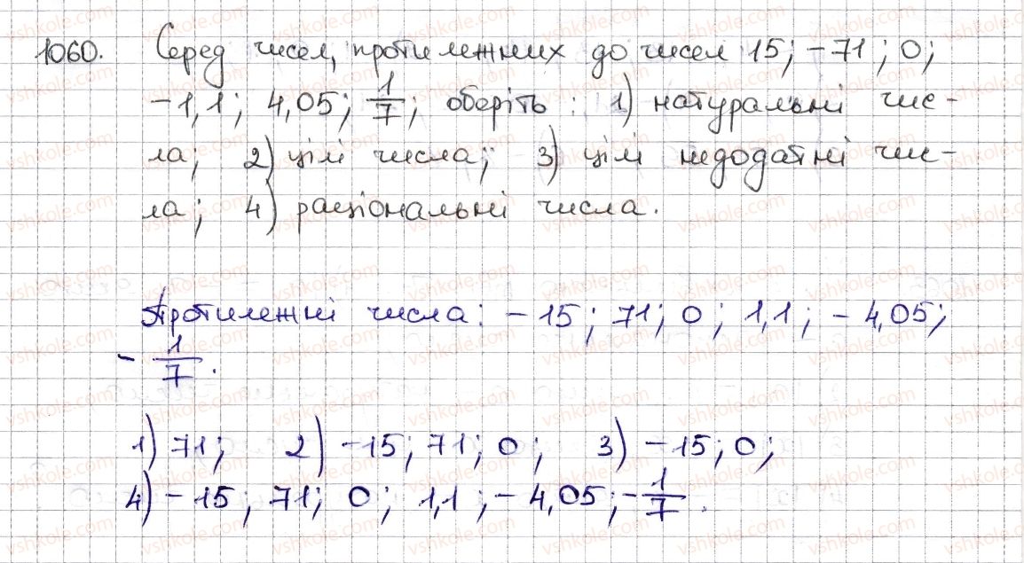 фото задание 1060 - § 24. цілі числа. раціональні числа - розділ 4. раціональні числа та дії з ними