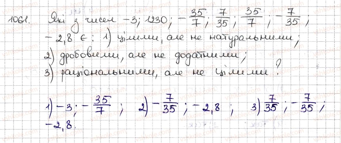 фото задание 1061 - § 24. цілі числа. раціональні числа - розділ 4. раціональні числа та дії з ними