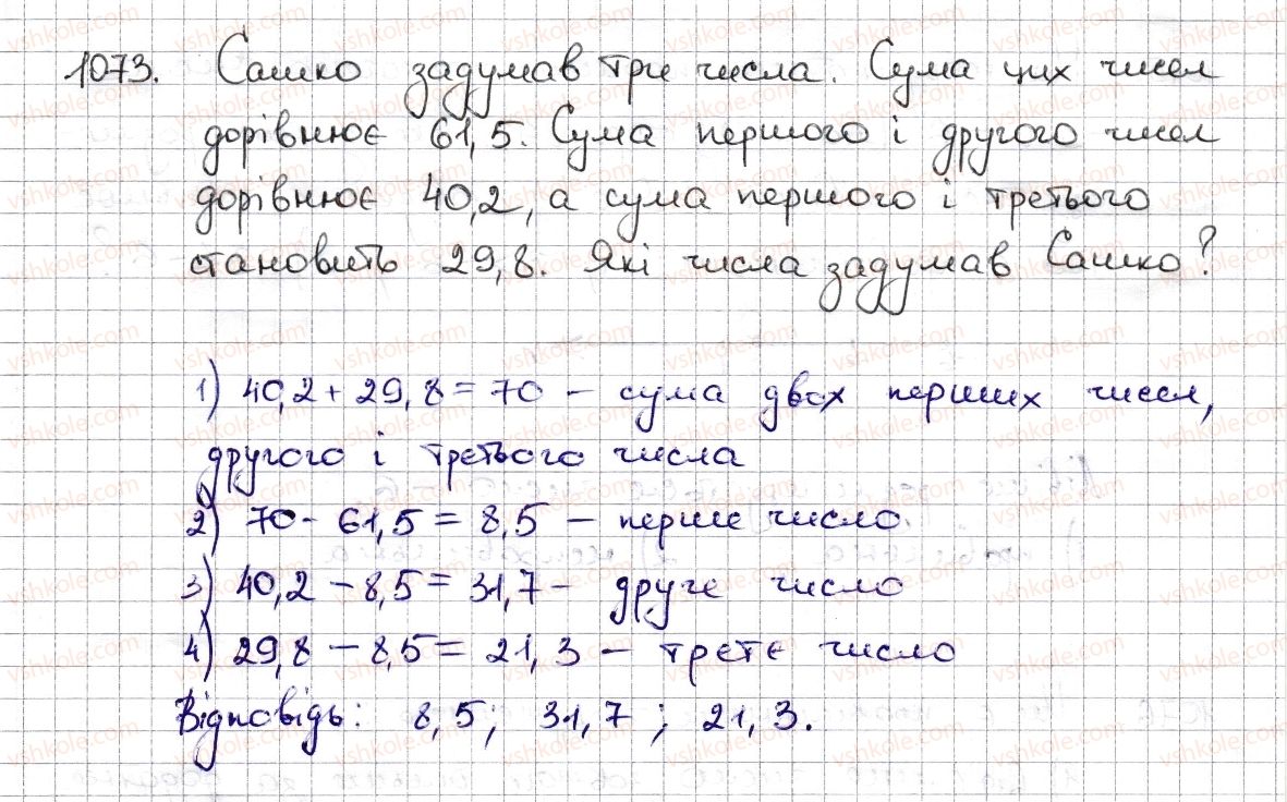 фото задание 1073 - § 24. цілі числа. раціональні числа - розділ 4. раціональні числа та дії з ними