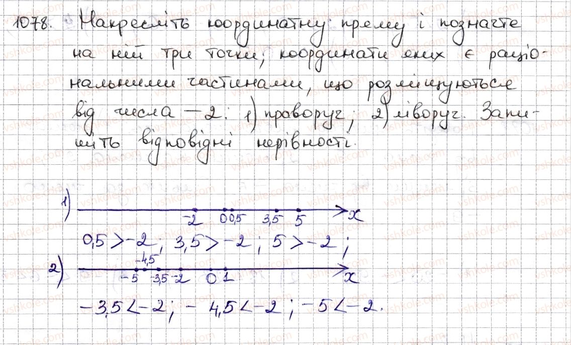 фото задание 1078 - § 25. порівняння раціональних чисел - розділ 4. раціональні числа та дії з ними