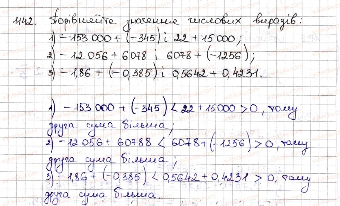фото задание 1142 - § 26. додавання раціональних чисел - розділ 4. раціональні числа та дії з ними