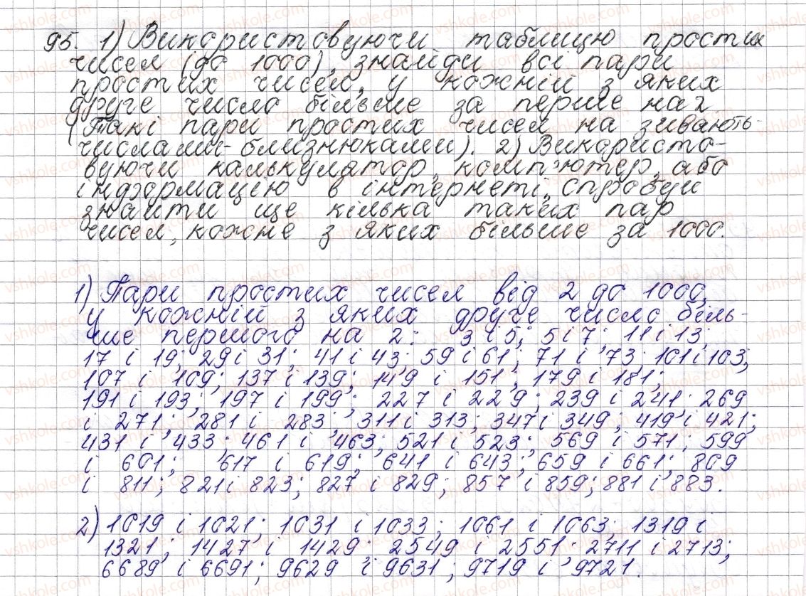 фото задание 95 - § 5. розкладання чисел на прості множники - розділ 1. подільність натуральних чисел