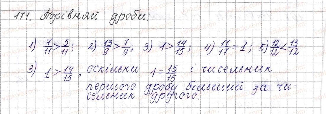 фото задание 171 - § 8. основна властивість дробу. скорочення дробу - розділ 2. звичайні дроби
