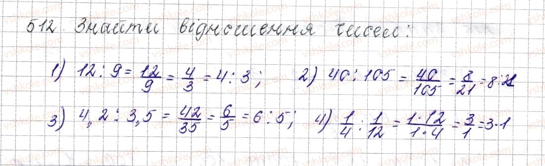 фото задание 512 - § 20. відношення. основна властивість відношення - розділ 3. відношення і пропорції