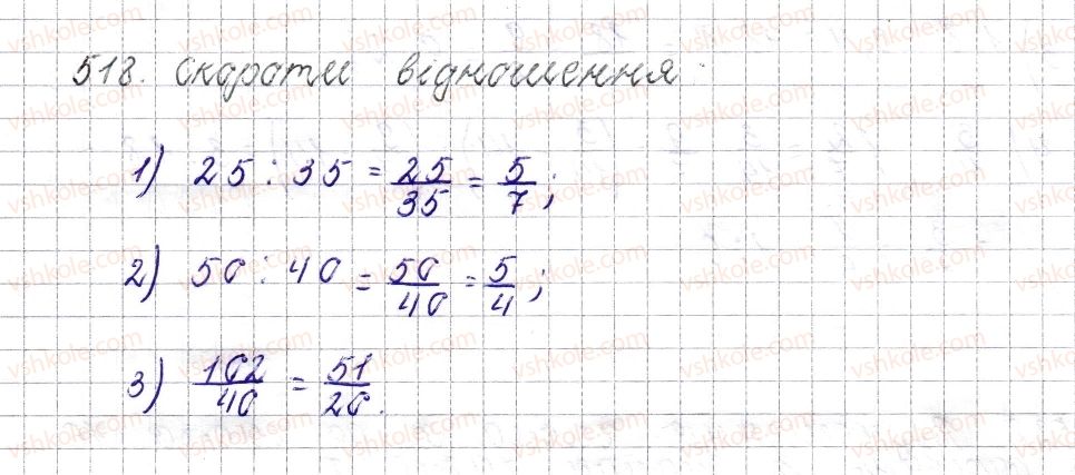фото задание 518 - § 20. відношення. основна властивість відношення - розділ 3. відношення і пропорції