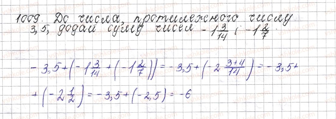 фото задание 1009 - § 38. додавання від’ємних чисел - розділ 4. раціональні числа і дії над ними