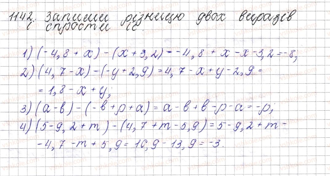 фото задание 1142 - § 42. розкриття дужок - розділ 4. раціональні числа і дії над ними