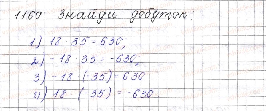фото задание 1160 - § 43. множення раціональних чисел - розділ 4. раціональні числа і дії над ними