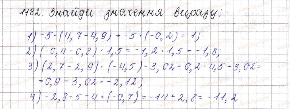 фото задание 1182 - § 43. множення раціональних чисел - розділ 4. раціональні числа і дії над ними