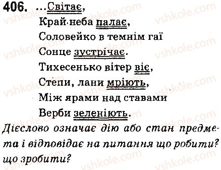 фото задание 406 - § 43. дієслово як частина мови - дієслово