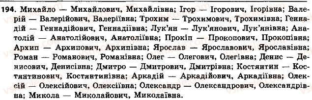 фото задание 194 - § 22. написання і відмінювання чоловічих та жіночих імен по батькові - іменник