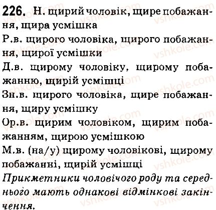 фото задание 226 - § 26. відмінювання прикметників - прикметник