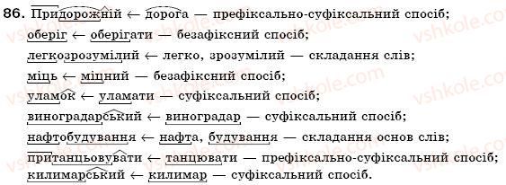 фото задание 86 - § 9. основні способи словотворення - словотвір. орфографія. змінювання і творення слів