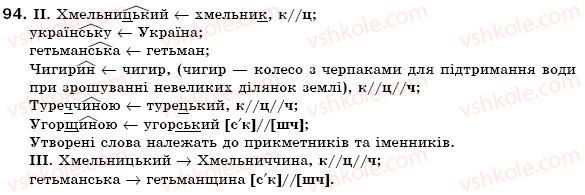 фото задание 94 - § 10. зміни приголосних при творенні слів - словотвір. орфографія. змінювання і творення слів