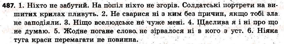 фото задание 487 - § 43. заперечні й неозначені займенники. ні в заперечних займенниках. дефіс у неозначених займенниках - займенник