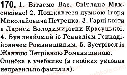 фото задание 170 - § 19. написання й відмінювання імен по батькові та прізвищ - морфологія. орфографія. елементи стилістики. іменник