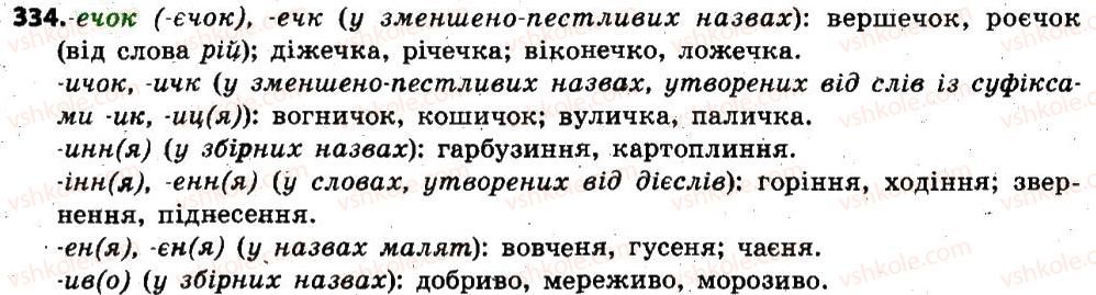 фото задание 334 - § 42. букви е, и, і в суфіксах -ечок-, -ечк-, -ичок-, -ичк-, -інн(я), -енн(я), -н(я), -инн(я), -ив(о), -ев(о) - іменник