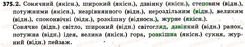 фото задание 375 - § 45. групи прикметників за значенням: якісні, відносні, присвійні - прикметник