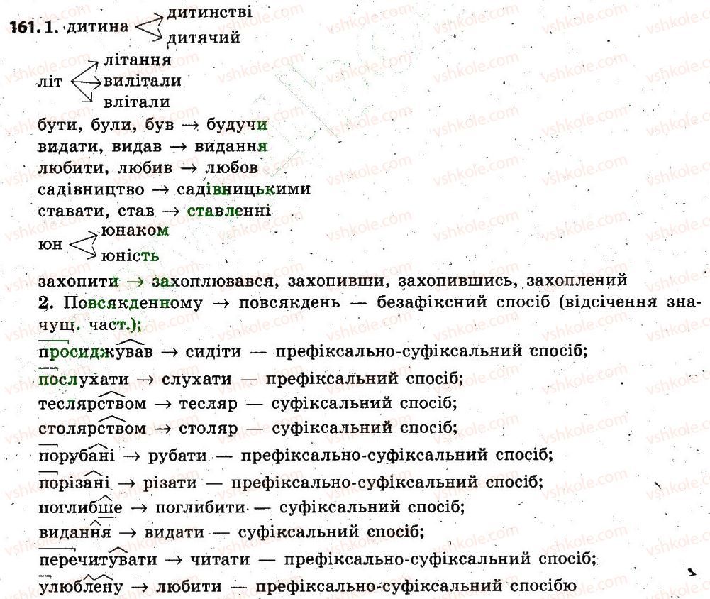 фото задание 161 - § 19. словотвірний ланцюжок. словотвірне гніздо. словотвірний словник. словотвірний розбір слова - словотвір, орфографія