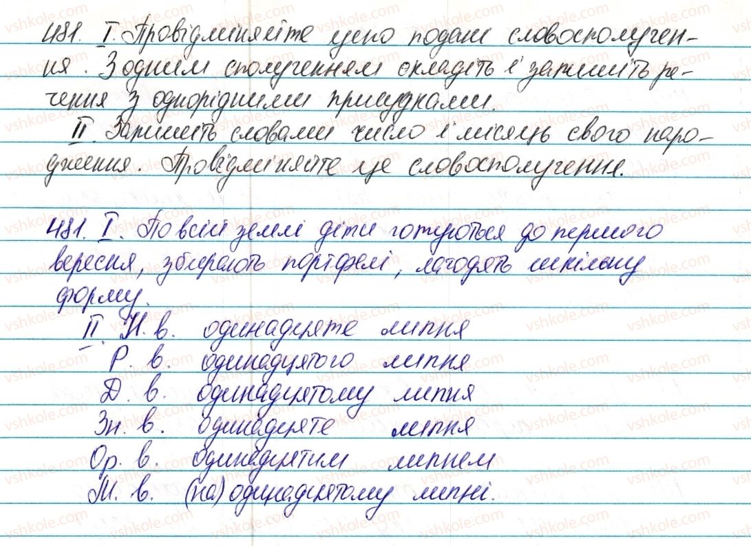 фото задание 481 - § 56. відмінювання та написання порядкових числівників - числівник