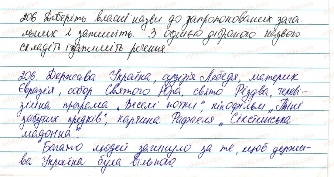 фото задание 206 - § 24. велика буква та лапки у власних назвах - морфологія та орфографія. іменник