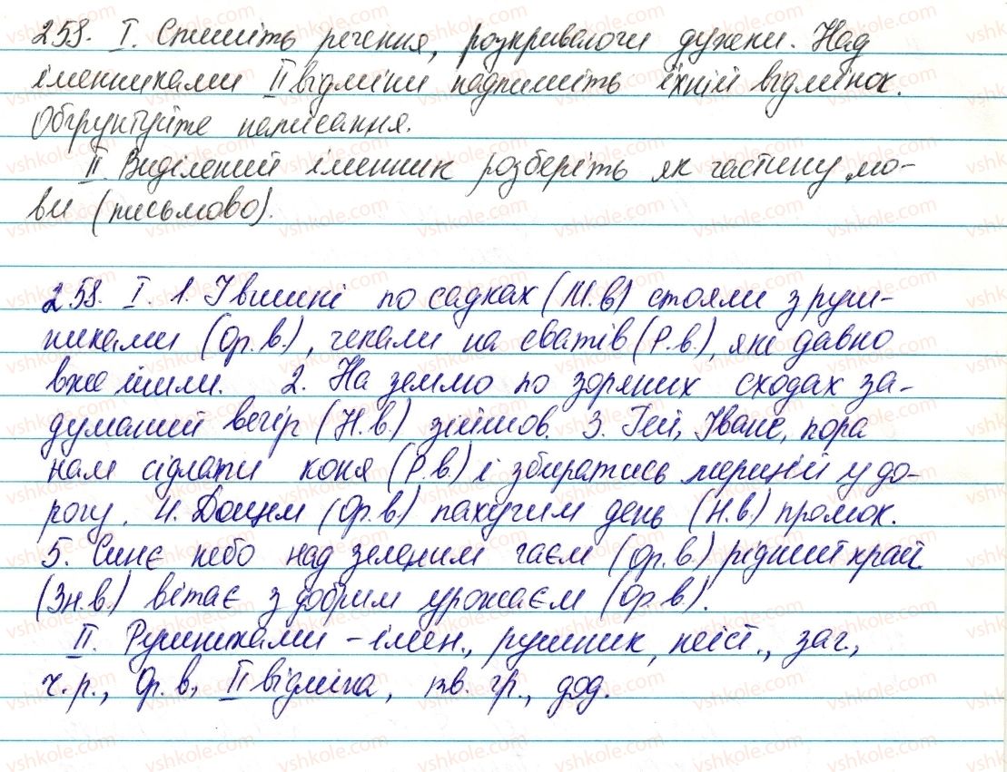 фото задание 258 - § 30. відмінювання іменників іі відміни - морфологія та орфографія. іменник