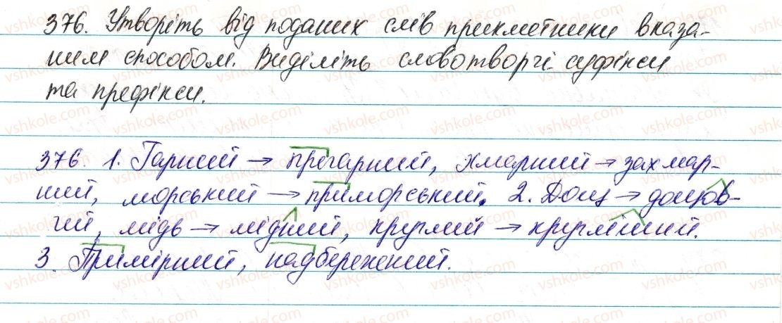 фото задание 376 - § 45. творення прикметників - прикметник