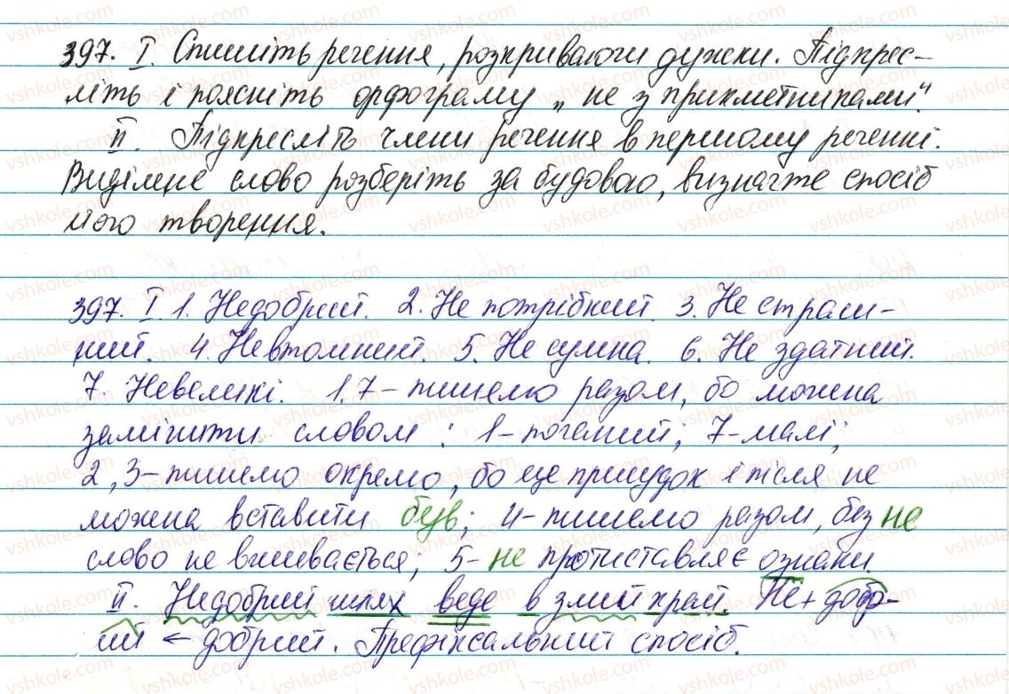фото задание 397 - § 47. написання не з прикметниками - прикметник
