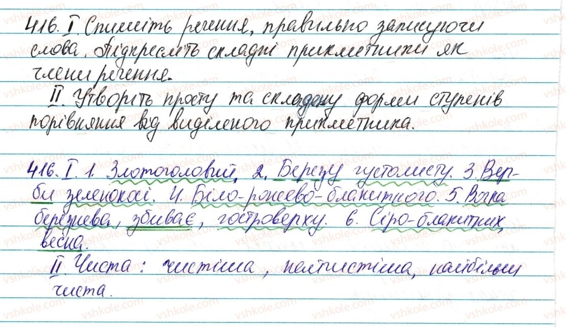 фото задание 416 - § 49. написання складних прикметників разом і через дефіс - прикметник