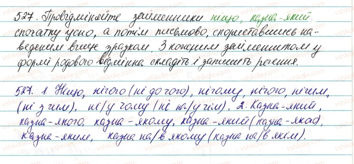 фото задание 527 - § 62. заперечні й неозначені займенники - займенник
